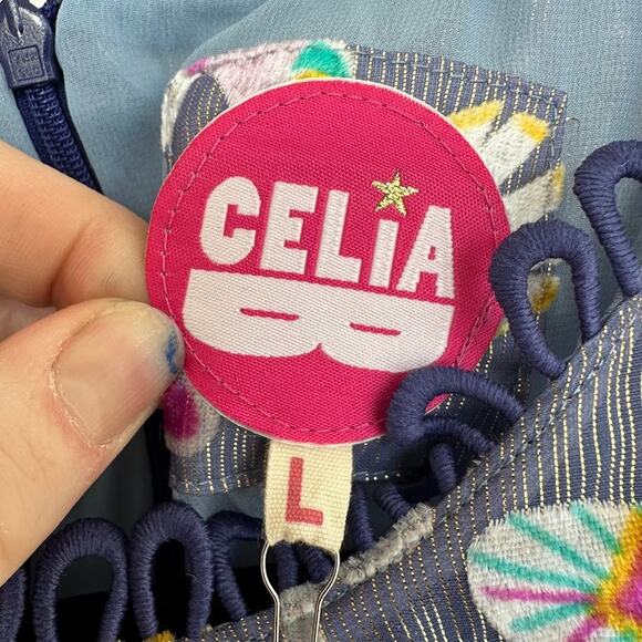 NWT Celiab Velvet Devore With Gold Lurex Floral Katie Midi Dress Size L - Picture 8 of 12